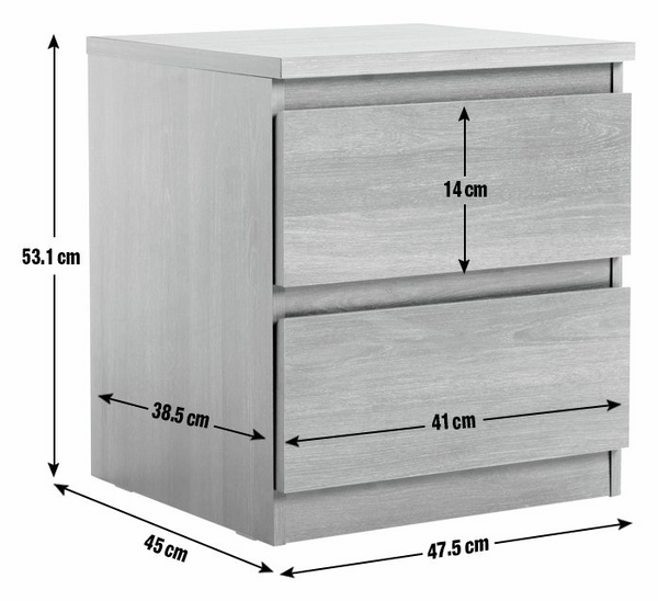 Jenson 2 Drawer Bedside Table - Black Oak Effect 17570186