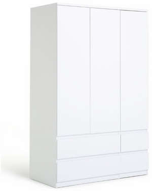 Jenson 3 Door 4 Drawer Wardrobe - Matte White 17570681