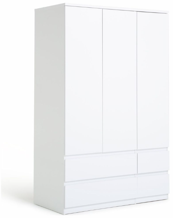 Jenson 3 Door 4 Drawer Wardrobe - Matte White 17570681