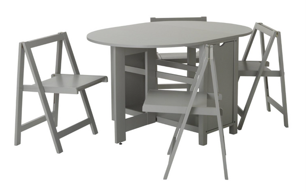Butterfly Ext Grey Dining Table & 4 Grey Chairs 18461634