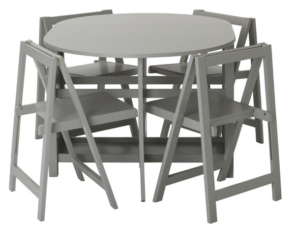 Butterfly Ext Grey Dining Table & 4 Grey Chairs 18461634