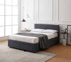 Heathdon 4 Drawer Kingsize Fabric Bed Frame- Grey 19505898