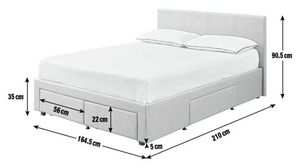 Heathdon 4 Drawer Kingsize Fabric Bed Frame- Grey 19505898