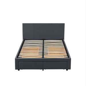Heathdon 4 Drawer Kingsize Fabric Bed Frame- Grey 19505898