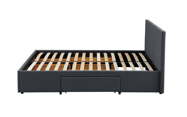 Heathdon 4 Drawer Kingsize Fabric Bed Frame- Grey 19505898