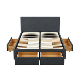 Heathdon 4 Drawer Kingsize Fabric Bed Frame- Grey 19505898