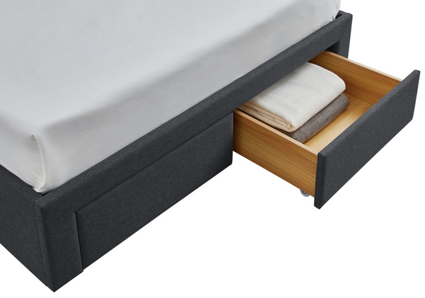 Heathdon 4 Drawer Kingsize Fabric Bed Frame- Grey 19505898
