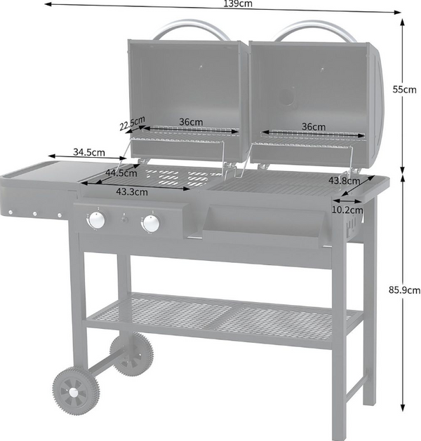 2 Burner Gas And Charcoal BBQ 12066004