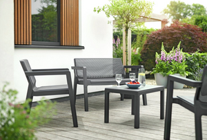 Keter Emily 4 Seater Plastic Garden Sofa Set - Dark Grey 14524379