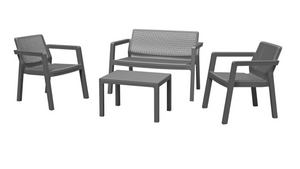Keter Emily 4 Seater Plastic Garden Sofa Set - Dark Grey 14524379