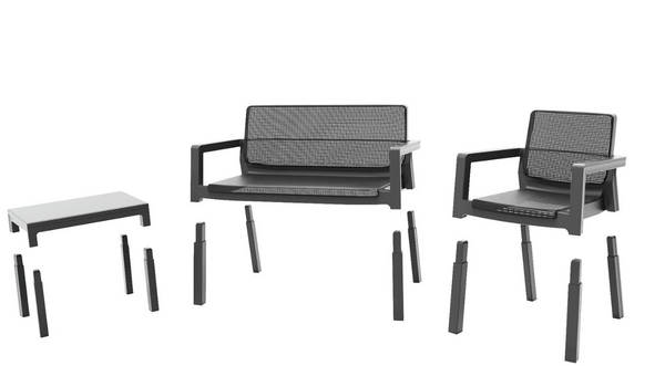 Keter Emily 4 Seater Plastic Garden Sofa Set - Dark Grey 14524379