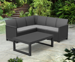 Keter Elodie 5 Seater Rattan Effect Garden Corner Sofa Set 15812671
