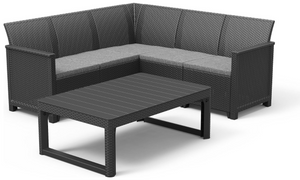 Keter Elodie 5 Seater Rattan Effect Garden Corner Sofa Set 15812671
