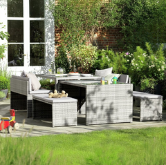 8 Seater Space Saving Rattan Effect Patio Set 18563350