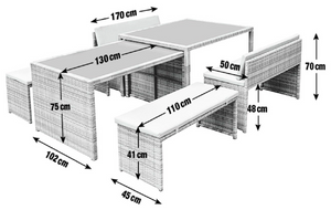 8 Seater Space Saving Rattan Effect Patio Set 18563350