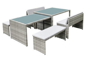 8 Seater Space Saving Rattan Effect Patio Set 18563350