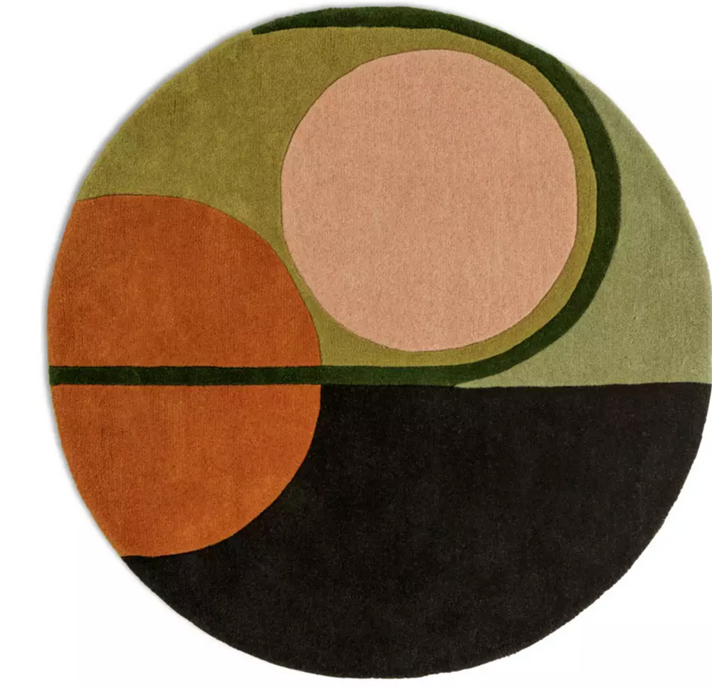 Habitat Geometric Round Wool Cut Pile Rug - 120cm 19569975