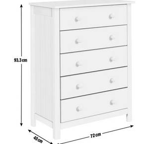 Home Scandinavia 5 Drawer Chest - White 16065434