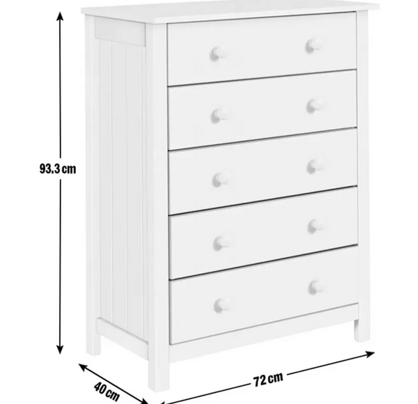 Home Scandinavia 5 Drawer Chest - White 16065434