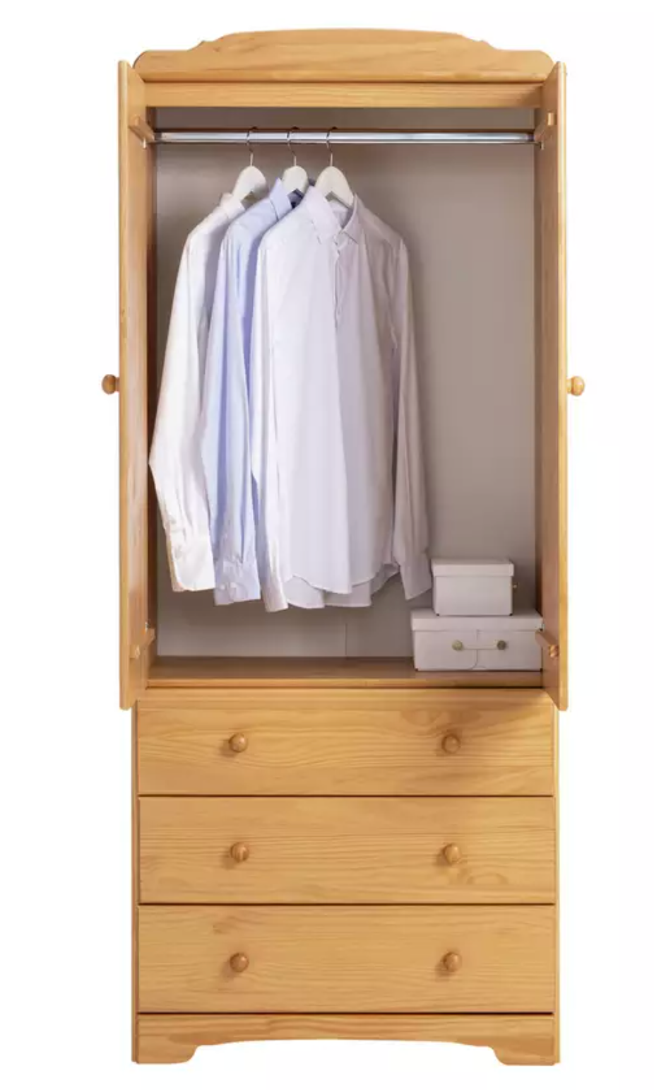 Nordic 2 Door 3 Drawer Wardrobe - Pine 14657947