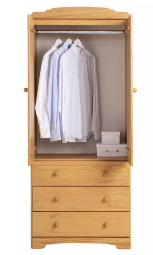 Nordic 2 Door 3 Drawer Wardrobe - Pine 14657947