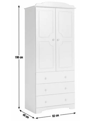 Nordic 2 Door 3 Drawer Wardrobe - Pine 14657947