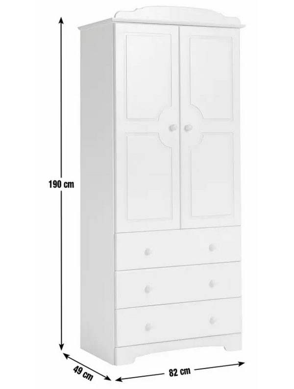 Nordic 2 Door 3 Drawer Wardrobe - Pine 14657947