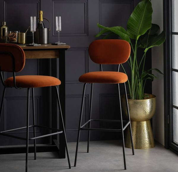 Ariana Pair of Fabric Counter Bar Stool - Copper 13184019