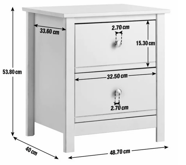Habitat Brooklyn 2 Drawer Bedside Table - White 18147783