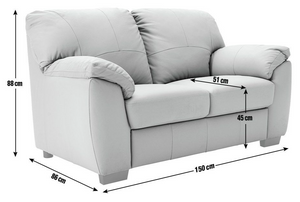 Milano Leather 2 Seater Sofa - Grey 16067054