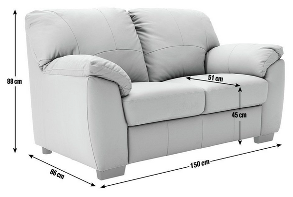 Milano Leather 2 Seater Sofa - Grey 16067054