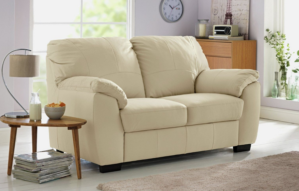 Milano Leather 2 Seater Sofa - Ivory 13592584