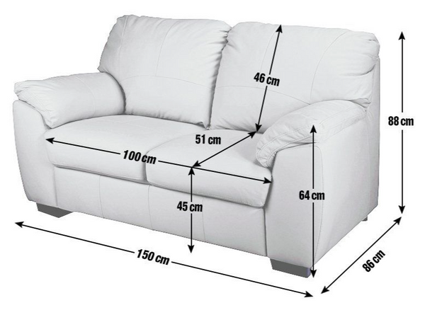 Milano Leather 2 Seater Sofa - Ivory 13592584