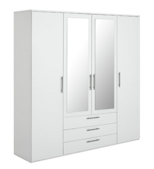Brisbane 4 Door 3 Drawer Mirror Wardrobe - White 15822551