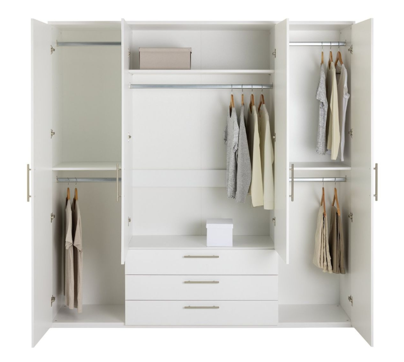 Brisbane 4 Door 3 Drawer Mirror Wardrobe - White 15822551
