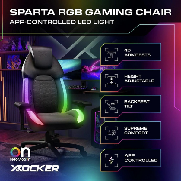 X Rocker Sparta RGB  Gaming Chair - Black 17467017
