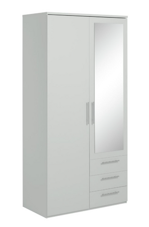 Brisbane 2 Door 3 Drawer Mirror Wardrobe Grey 15822805