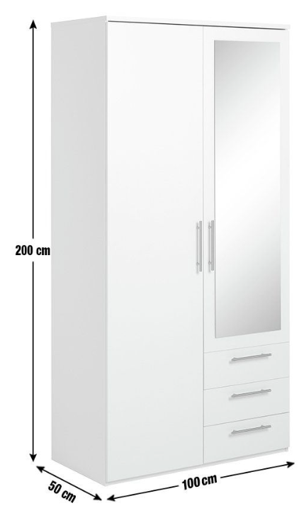 Brisbane 2 Door 3 Drawer Mirror Wardrobe Grey 15822805