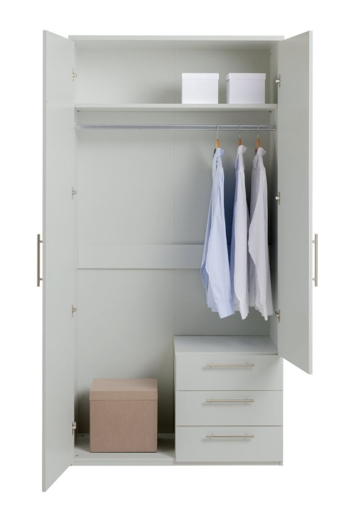 Brisbane 2 Door 3 Drawer Mirror Wardrobe Grey 15822805