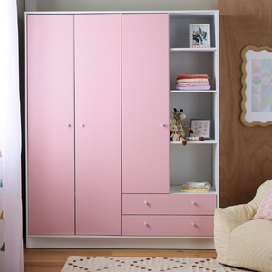 Malibu Kids 3 Door 2 Drawer Wardrobe - Pink 17806180