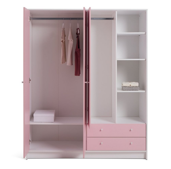 Malibu Kids 3 Door 2 Drawer Wardrobe - Pink 17806180