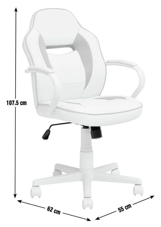 Faux Leather Mid Back Gaming Chair - White & Pink 13429963