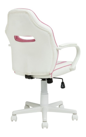 Faux Leather Mid Back Gaming Chair - White & Pink 13429963