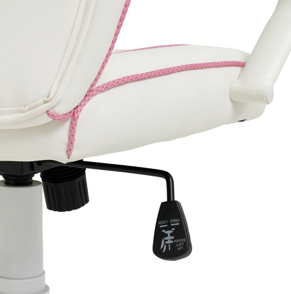 Faux Leather Mid Back Gaming Chair - White & Pink 13429963
