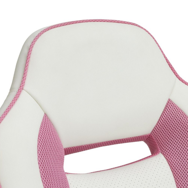 Faux Leather Mid Back Gaming Chair - White & Pink 13429963