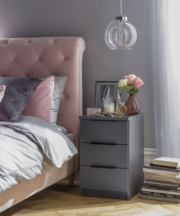 Hallingford 3 Drawer Bedside Table - Anthracite 18567985