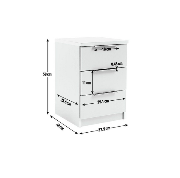 Hallingford 3 Drawer Bedside Table - Anthracite 18567985