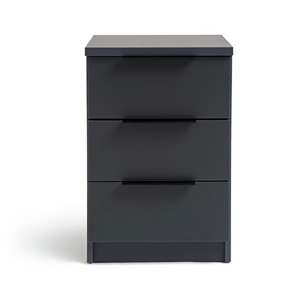 Hallingford 3 Drawer Bedside Table - Anthracite 18567985