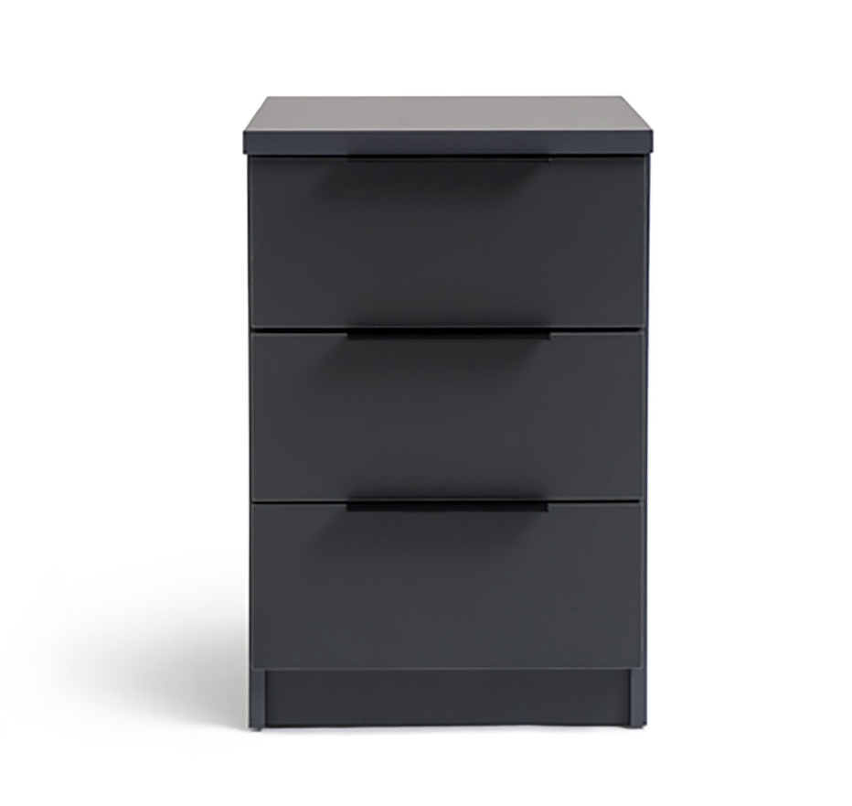 Hallingford 3 Drawer Bedside Table - Anthracite 18567985