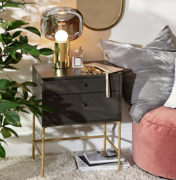 Habitat Barcelona 2 Drawer Bedside Table - Charcoal 18739885
